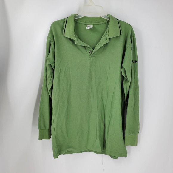 FASHION SEAL Men M Green Long Sleeve Polo T-Shirt - Picture 1 of 3